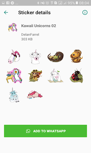 WA Sticker Kawaii Unicorns Pack