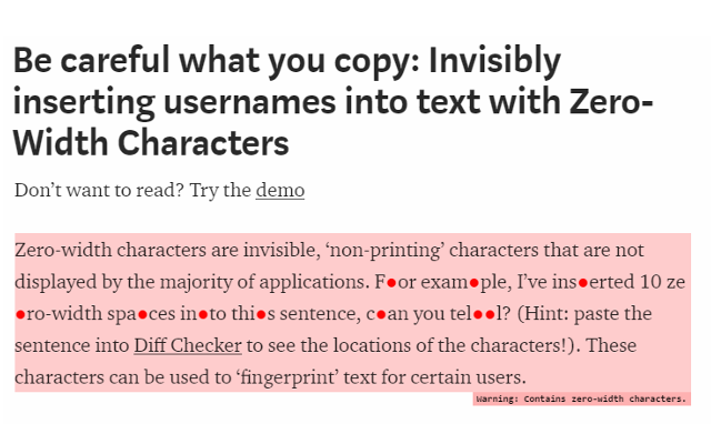 Detect Zero-Width Characters Preview image 0