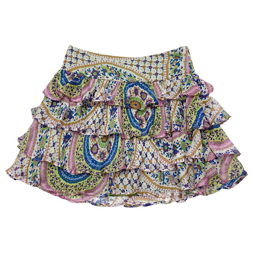 Title 3, Vintage Crumpled Wave Green Silk Floral Skirt. ...