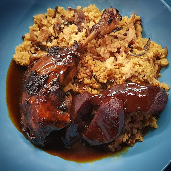 Chai Duck with Quince and Mushroom Millet