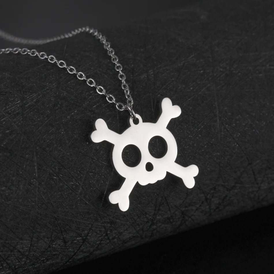 Ketting voor stelletjes, titanium stalen sieraad, uitgesneden schattige schedel, roestvrijstalen halsketting, perfect cadeau, duurzaam