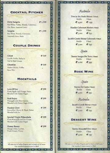 Shebestan - Sterlings MAC Hotel menu 