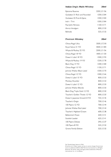 Mix - The Westin menu 