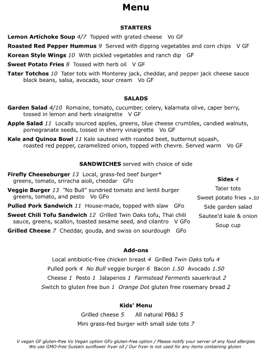 Menu - Updated November 2016