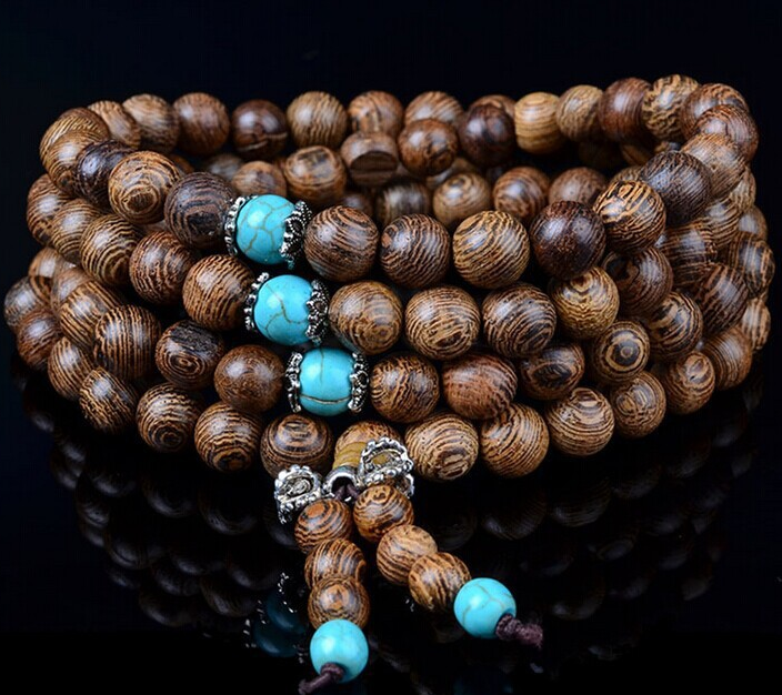 Bracelet de perles en bois naturel des ailes de poulet naturel