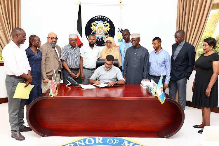 Governor Abdulswamad Nassir signing into law of the Mombasa County Solid Waste Management (Amendment) Bill 2023.