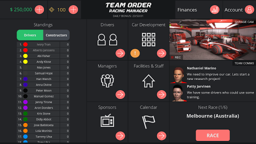 Team Order Racing Manager Race Management Games