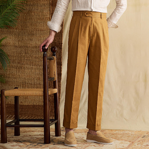 Title 6, Mens British Retro Summer Cotton and Linen Cas...