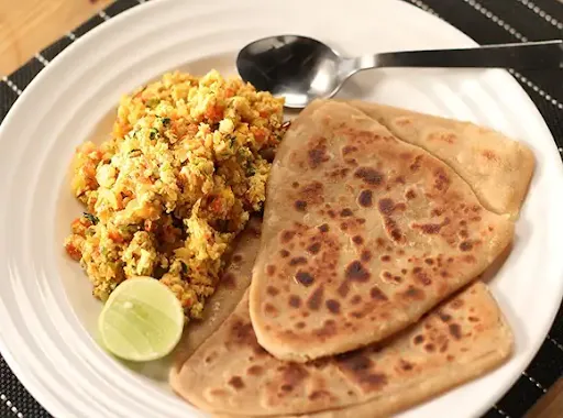 Paneer Bhurji With 3 Plain Paratha