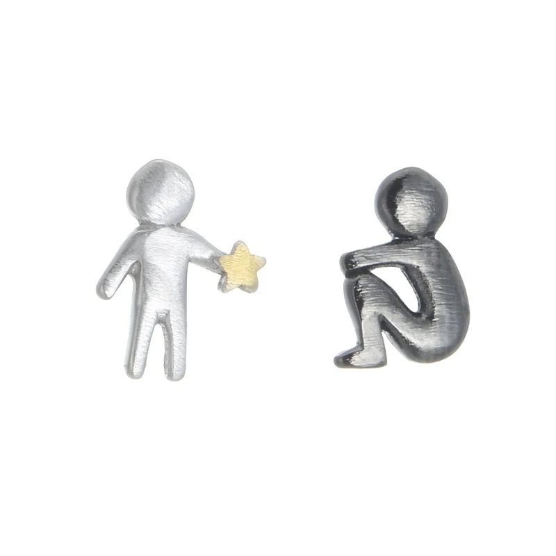 Boucles d'oreilles asymétriques Temperamental Lover en argent sterling S925, tendance et élégantes, pour un style unique et raffiné.