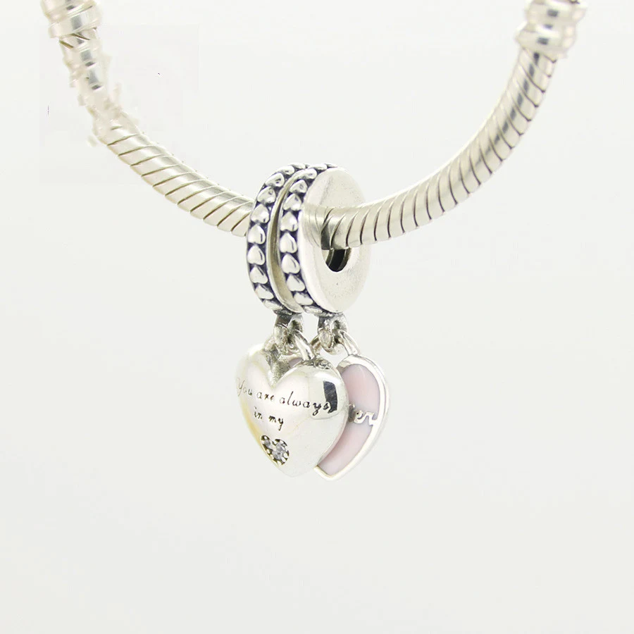 Mutter-Tochter-Halskette mit konzentrischem rosa Doppel-Liebesanhänger, drückt die unendliche Liebe aus, perfektes Geschenk.