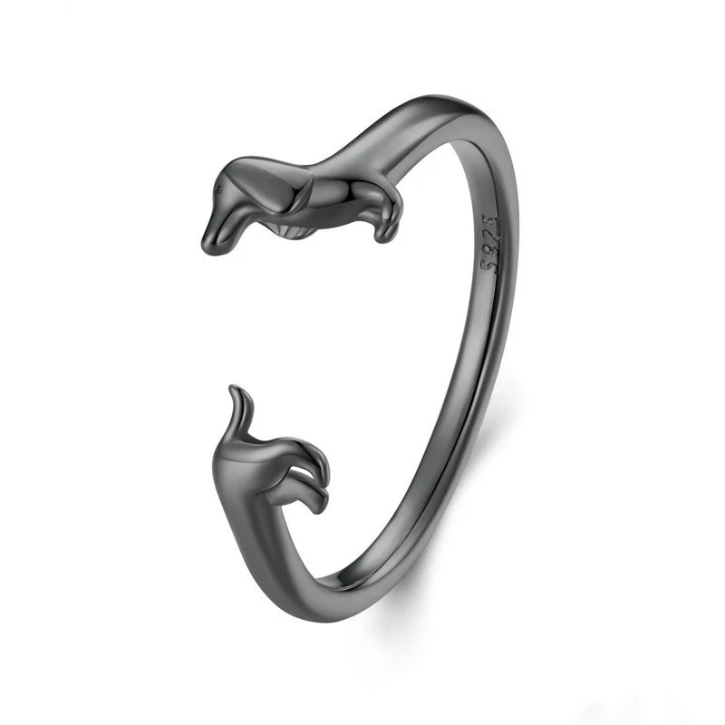 S925 Sterling Zilver Teckel Ring, een charmant sieraad. Druk je liefde voor honden uit met elegantie. Ideaal als cadeau voor hondenliefhebbers.