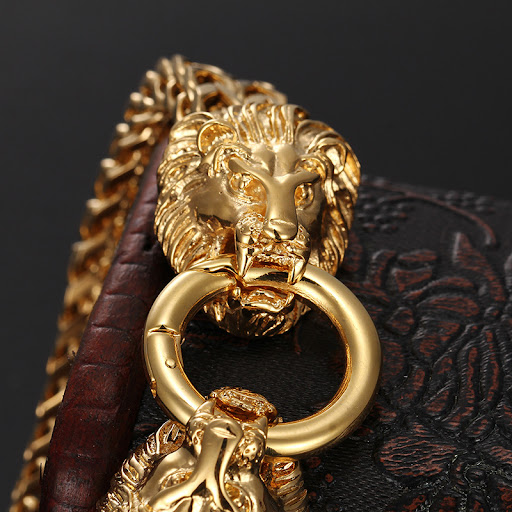 Title 4, Mens Stainless Steel Cast Lion Head Bracelet, ...