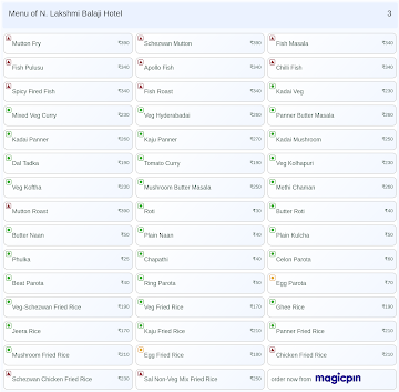 N. Lakshmi Balaji Hotel menu 