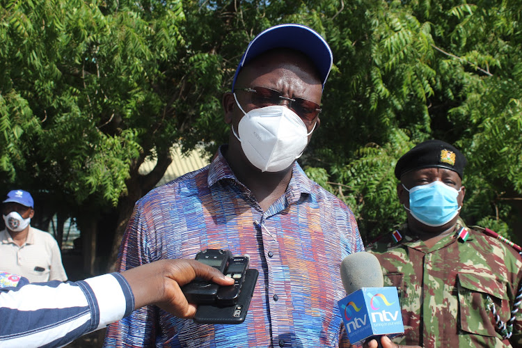 Erick Okeyo the new chairman of National Water Harvesting and Storage Authority addresses the press in Lodwar