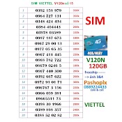 Sim Viettel V120N 4Gb/Ngày Số Đẹp 15 ( 120Gb Data 4G, Gọi Viettel Dưới 20' Free, 50' Ngoại Mạng)