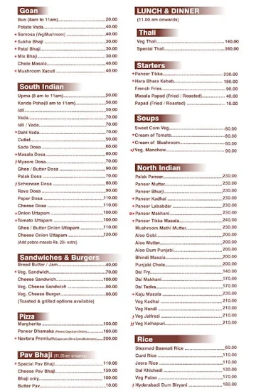 Navtara Veg Restaurant menu 