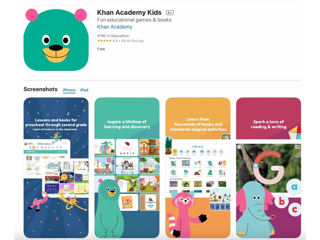 Khan Academy Kids — Pre-K Maths App iStore