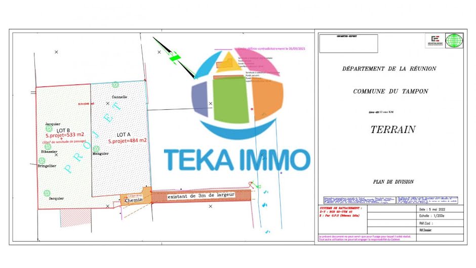 Vente terrain   à Le tampon (97430), 181 900 €