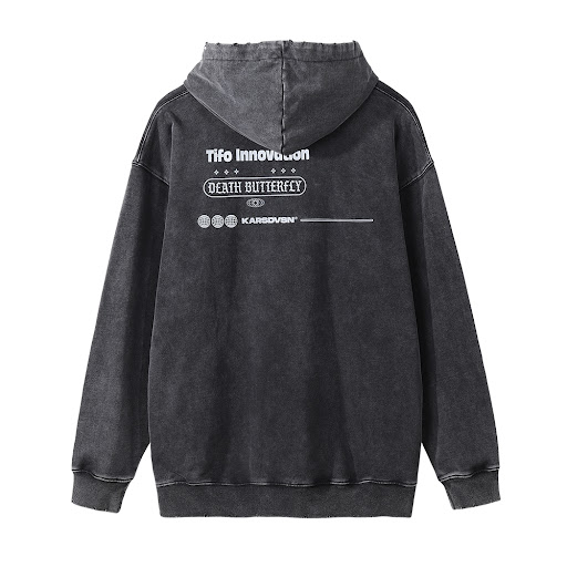 Title 5, Dark Devil Skull Bone Hooded Sweater Washed Old...