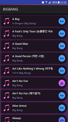 Lyrics for BIGBANG (Offline)