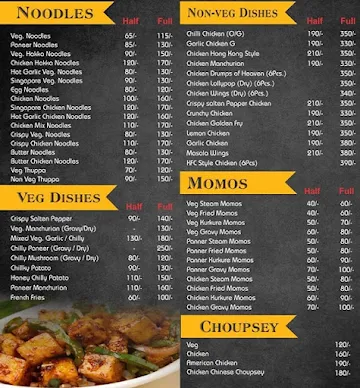 The Foodie Bells menu 