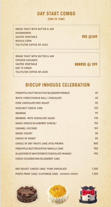 Big Cup Cafe menu 