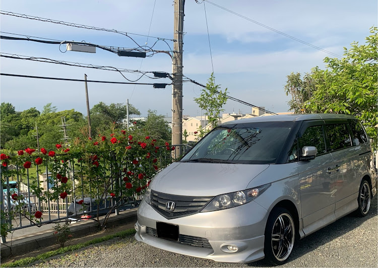 エリシオンのカーボンシート貼り付け・ゴールデンウィーク・花と愛車に関するカスタム事例の投稿画像1枚目