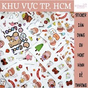 Miếng Sticker Dán Dụng Cụ Bình Nước, Nón Bảo Hiểm, Lọ Cắm Bút Hình Hoạt Hình Chibi Đáng Yêu