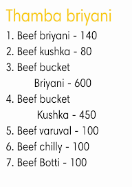 Thamba Briyani menu 1