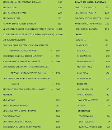 Hakkim Bhai Biriyani menu 