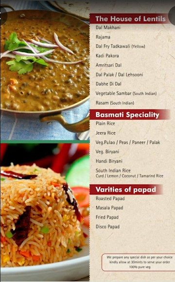 Udupi Restaurant menu 