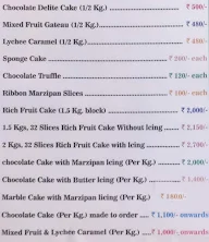 Rejoyce Cakes menu 1