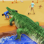 Cover Image of ダウンロード Hungry Crocodile Beach City Attack Simulator 2019 1.5 APK