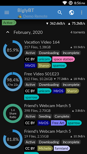 Screenshot BiglyBT, Torrent Downloader