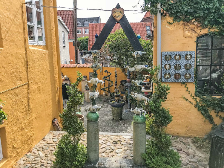 The entrance to the sculpture garden of Lange Kunsthåndværk in Aalborg, Denmark. 