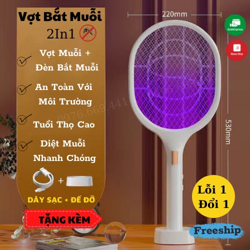 Đèn Bắt Muỗi Vợt Muỗi Thông Minh Led Xanh Hút Côn Trùng Tích Điện Đa Năng Rọi Ray Asaki