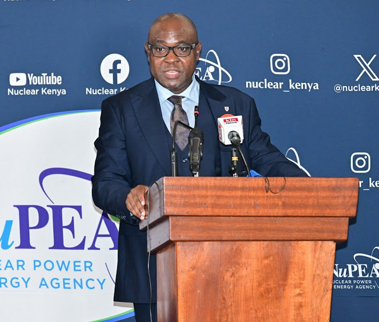 Nuclear Power and Energy Agency (NuPEA) CEO Justus Wabuyabo during the launch of the strategic plan at Kawi complex in Nairobi on March 18, 2024.