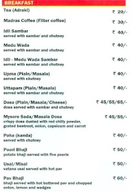 Vithal Kamats menu 1