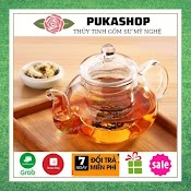 Ấm Trà Thủy Tinh Chịu Nhiệt Cao Cấp, Bình Trà Có Lõi Lọc, Ấm Thủy Tinh Size 600Ml Puka A1