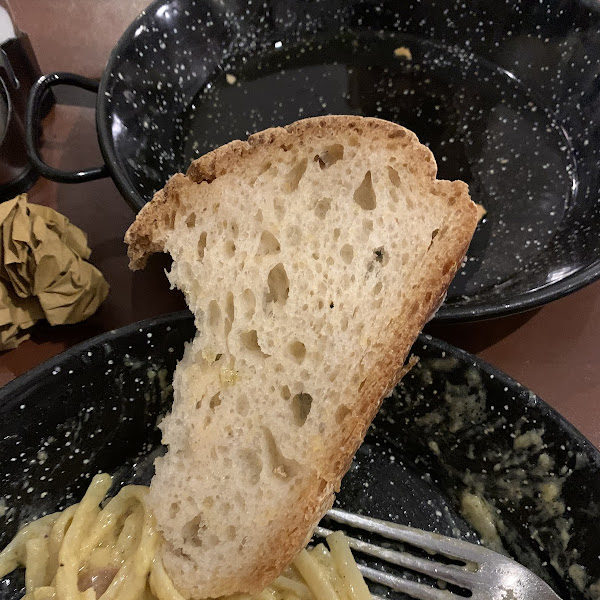 GF bread and pasta carbonera