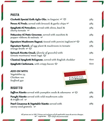 Cicchetti menu 