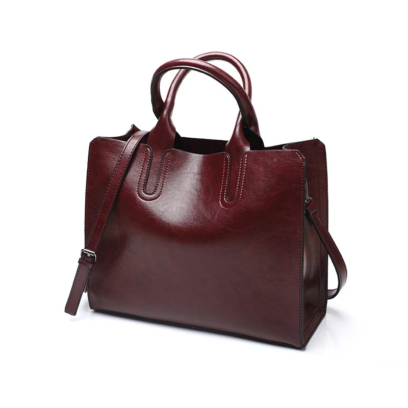 Mode handtas in 8 kleuren, retro, all-match. Eenvoudige schoudertas met olie-wax, draagbare tote bag voor vrouwen.