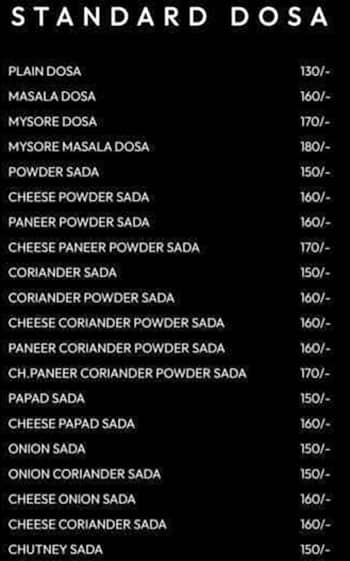 Dosa Hub menu 