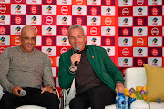 Highlands Park Coach Owen da Gama and Kaizer Chiefs coach Ernst Middendorp during the Absa Premiership Launch at Absa Contact Centre on July 29, 2019 in Johannesburg, South Africa. 