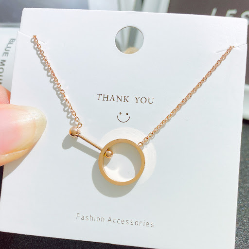 Title 5, New titanium steel round pendant necklace