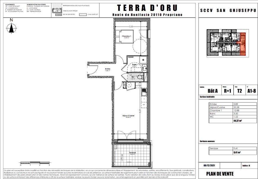 Vente appartement 2 pièces 44.37 m² à Propriano (20110), 213 000 €