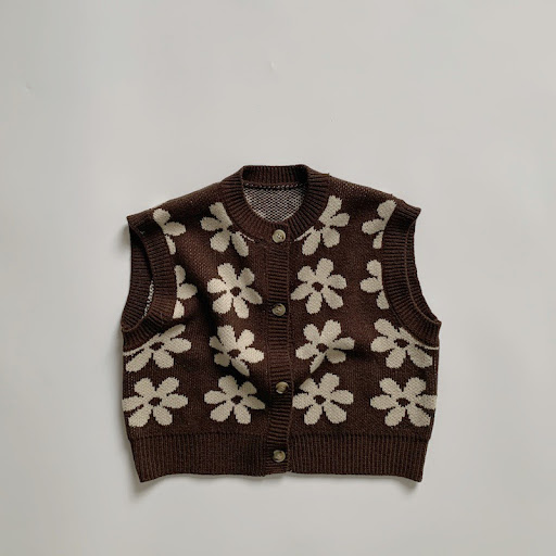 Title 1, Childrens Vest Retro Flower Knitted Jacket Kor...