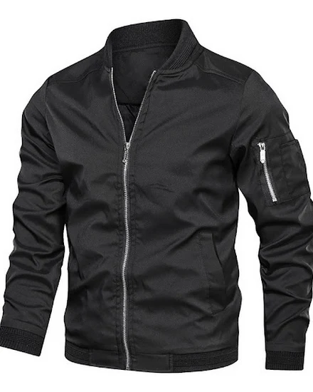 Men's Bomber Zipper Jacket Male Casual Streetwear Hip Hop... - 2