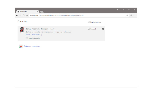 Canvas Fingerprint Defender chrome extension